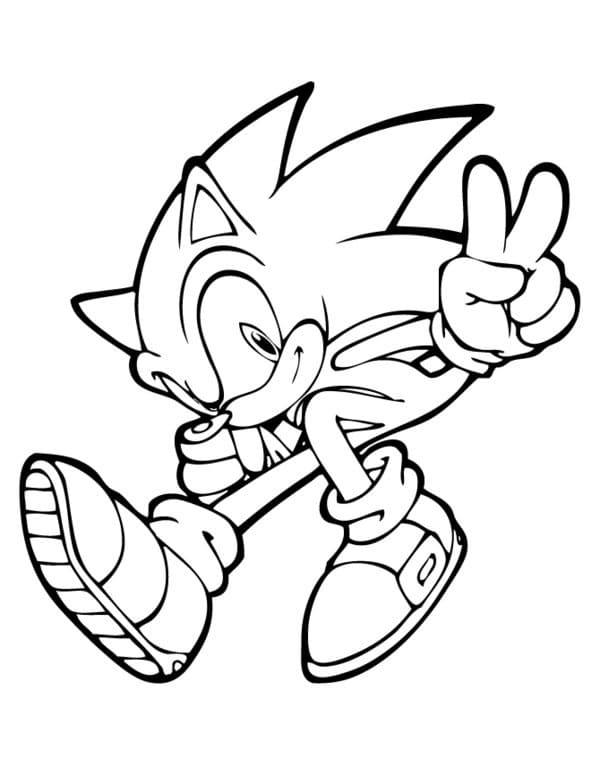 Desenho de Sonic em Ação para colorir