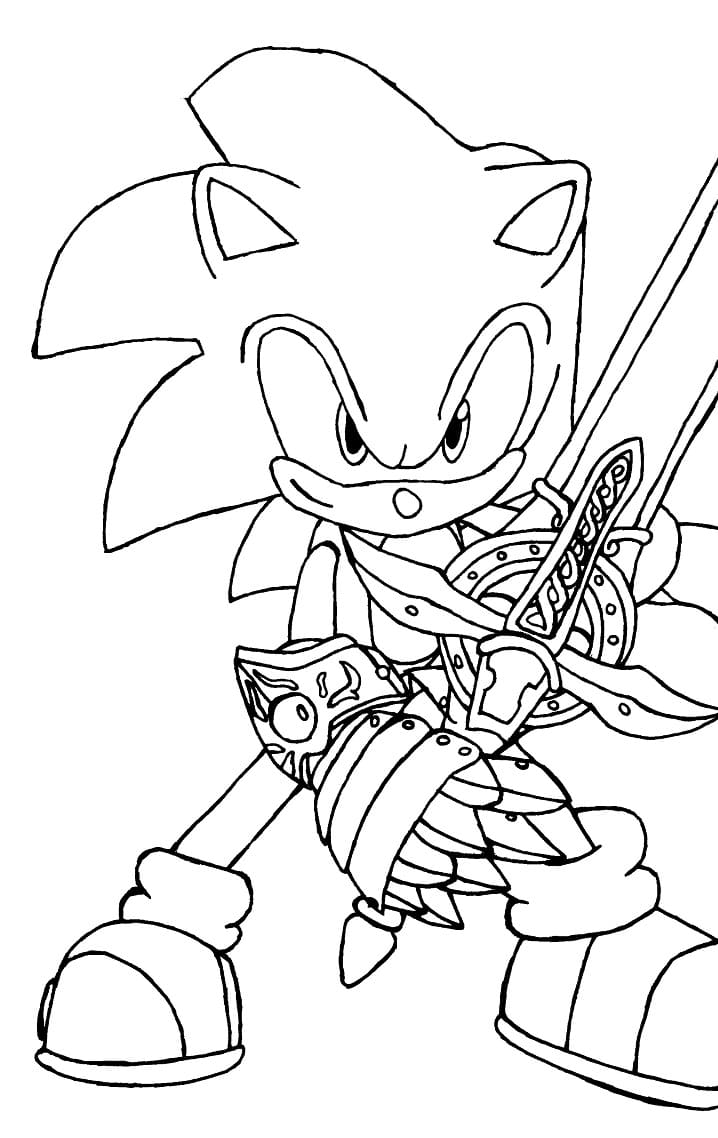 Desenho de Sonic Lutando para colorir