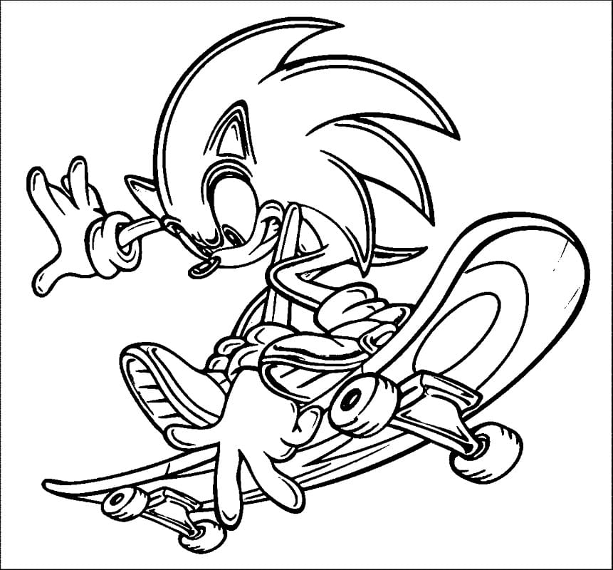 Desenho deSonic no Skate para colorir