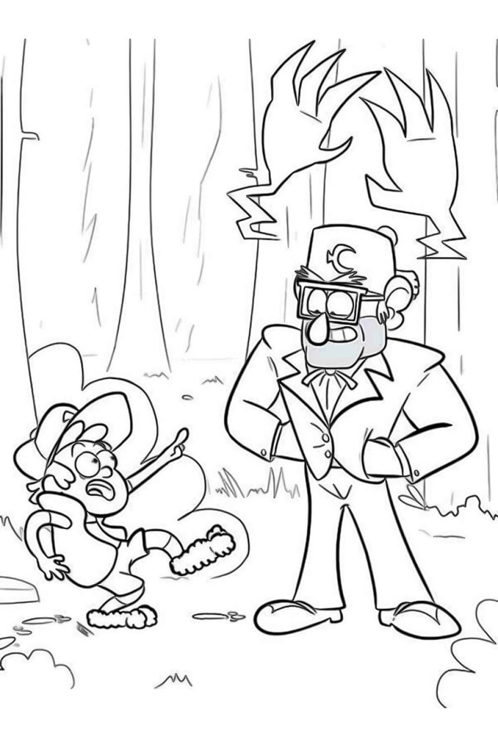 Desenho deStanley e Dipper Pines para colorir