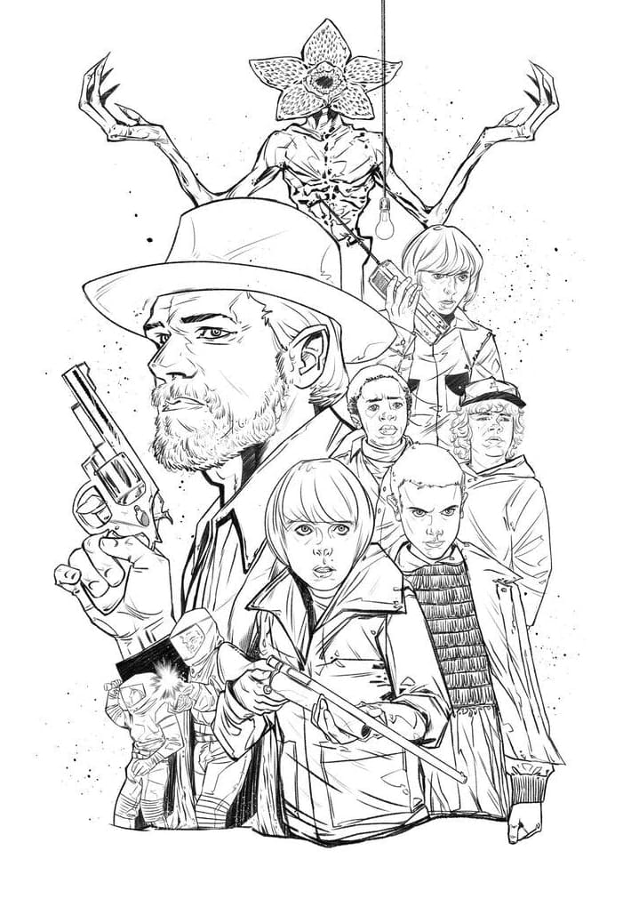 Desenho deStranger Things 7 para colorir