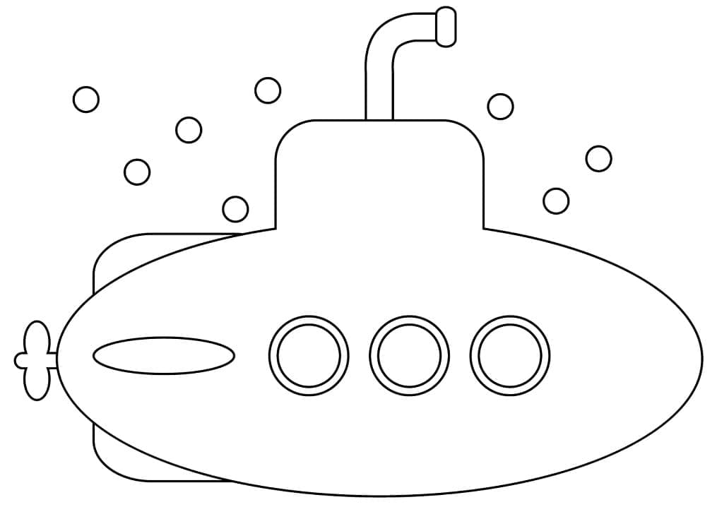 Desenho deSubmarino Fácil para colorir