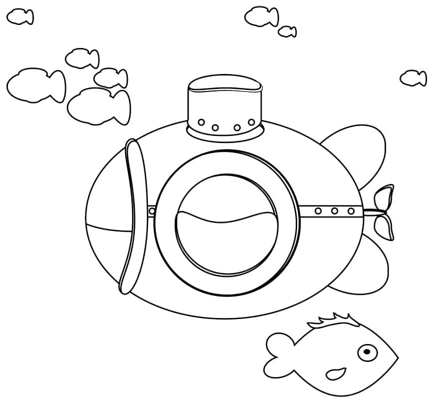 Desenho deSubmarino Fofo para colorir