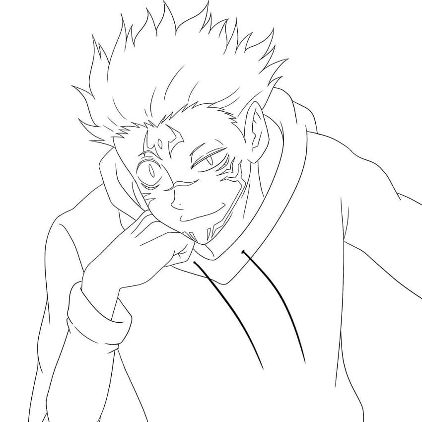 Desenho deSukuna de Jujutsu Kaisen para colorir