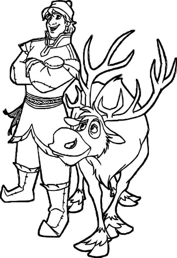 Desenho deSven e Kristoff 3 para colorir