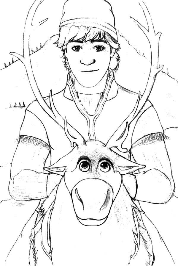 Desenho deSven e Kristoff 4 para colorir