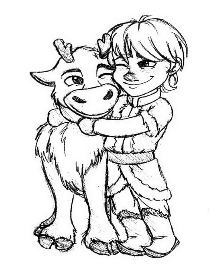 Desenho deSven e Kristoff 5 para colorir