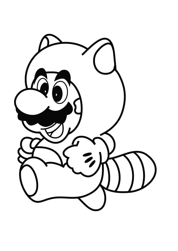 Desenho de Tanooki Mario para colorir