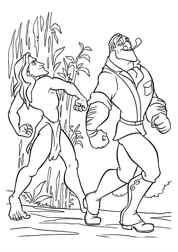 Desenho de Tarzan e Clayton para colorir