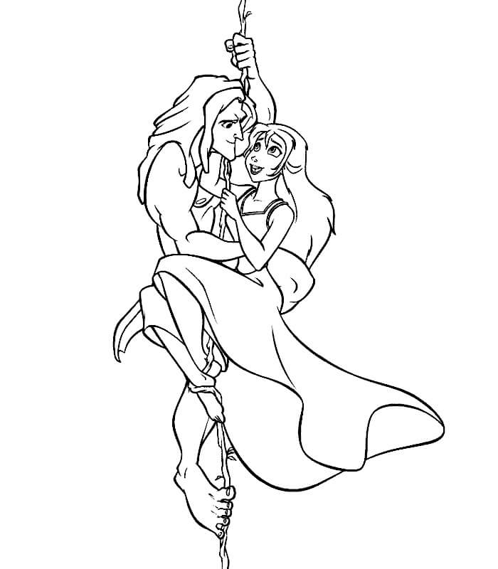 Desenho deTarzan e Jane 2 para colorir