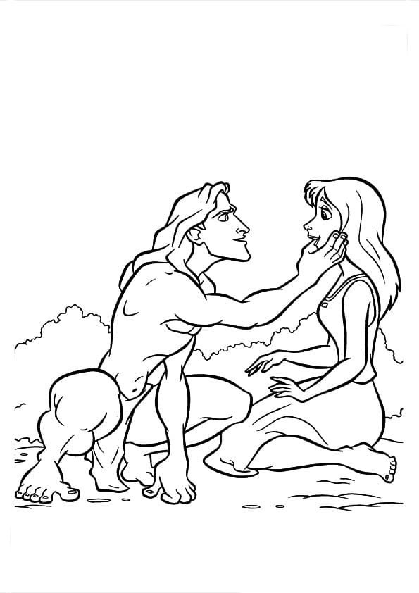 Desenho de Tarzan e Jane 5 para colorir