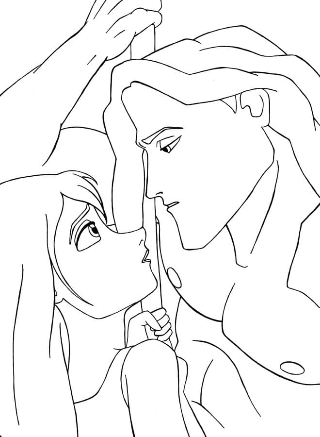 Desenho de Tarzan e Jane 7 para colorir