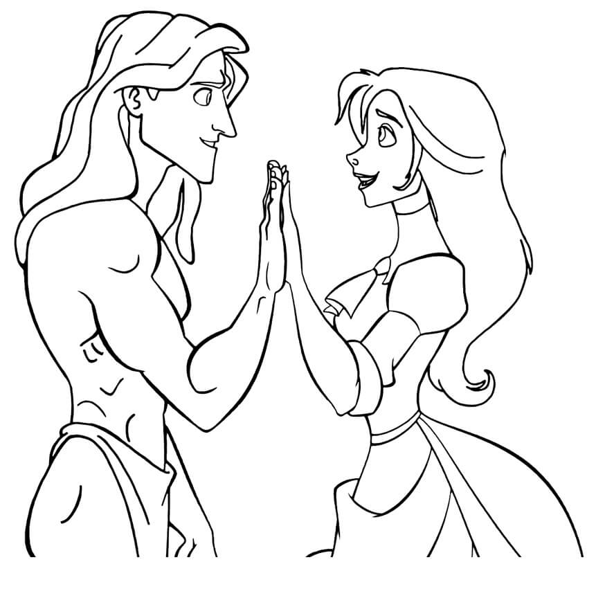 Desenho de Tarzan e Jane para colorir