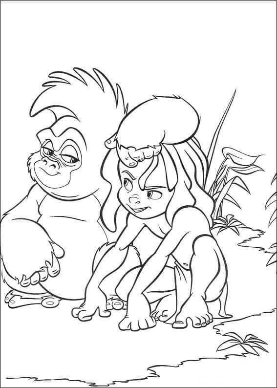 Desenho deTarzan e Terk 3 para colorir