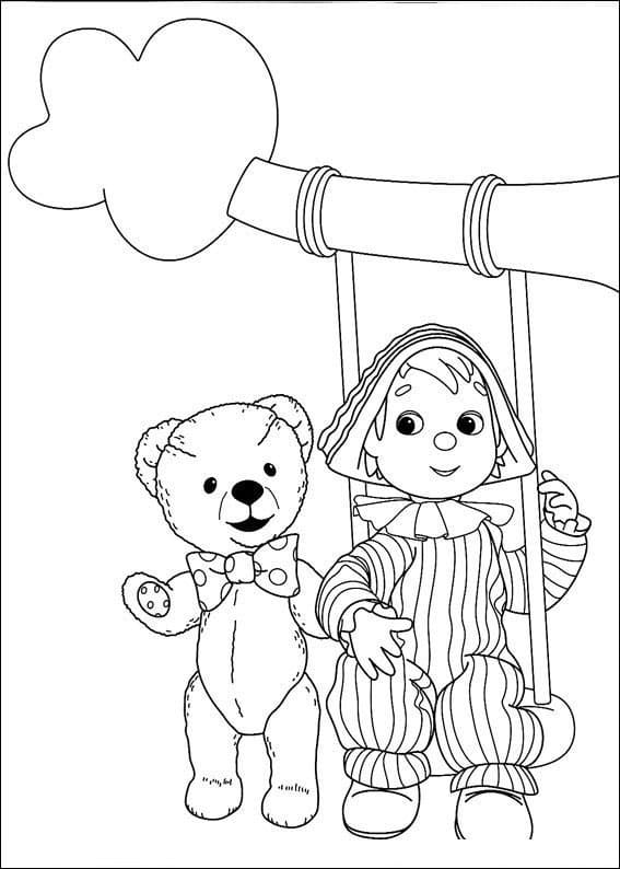 Desenho deTeddy e Andy Pandy para colorir