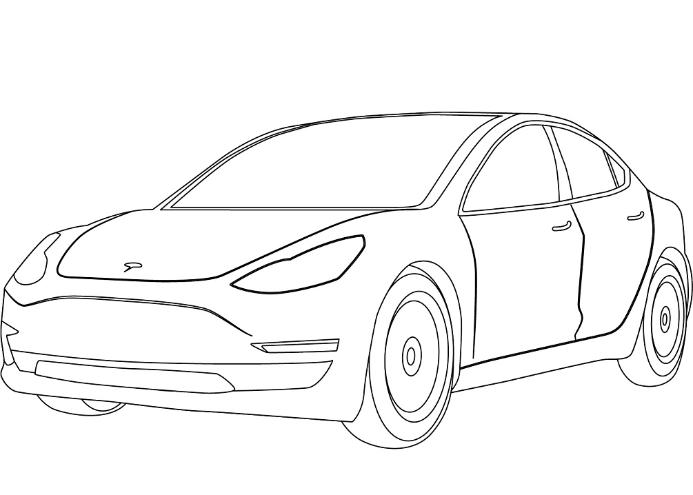 Desenho deTesla Model 3 para colorir