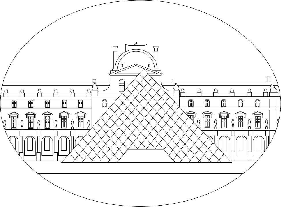 Desenho deThe Louvre para colorir