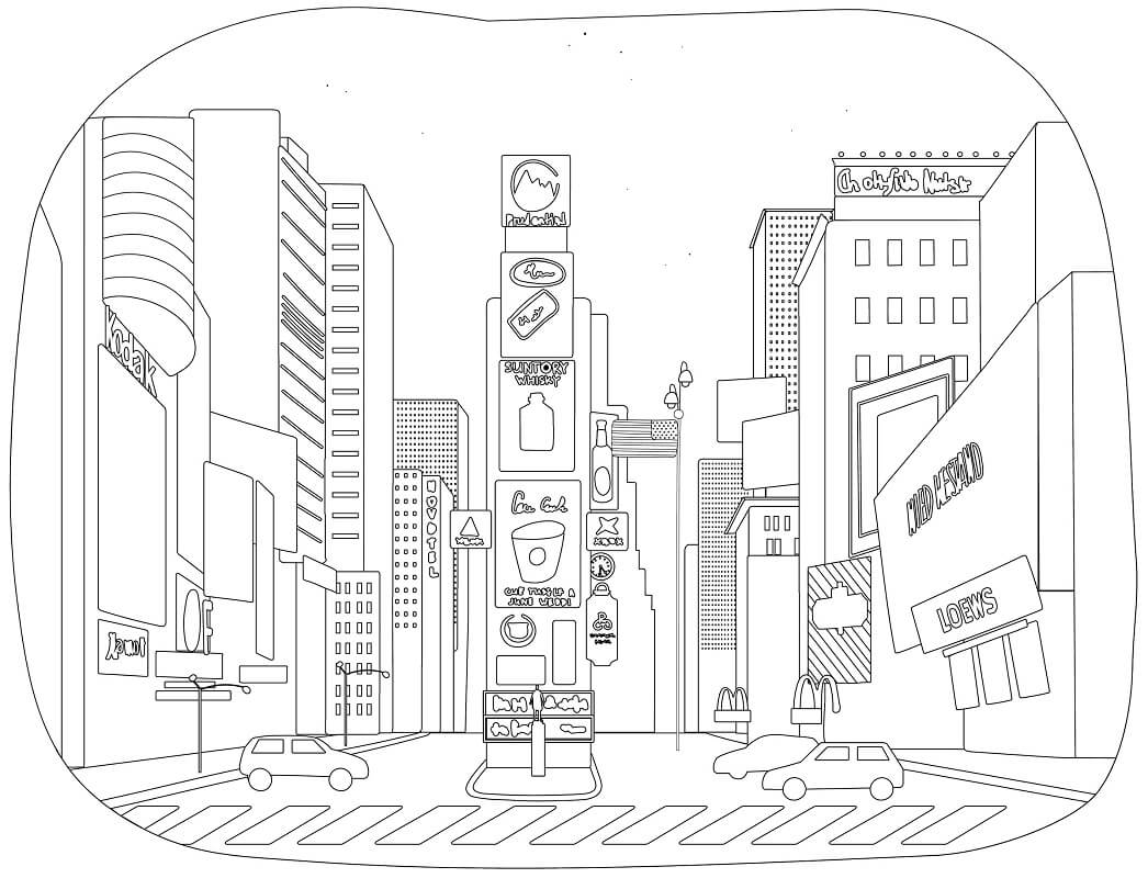 Desenho de Times Square para colorir