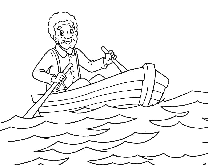 Desenho deTio Barnabé no Barco para colorir