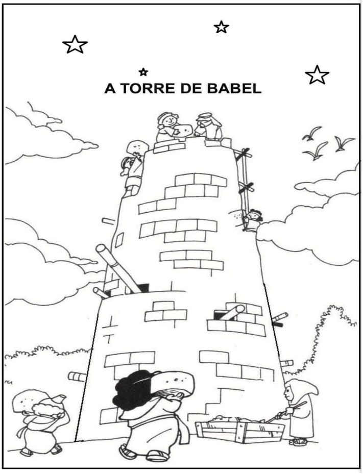 Desenhos de Torre de Babel para colorir