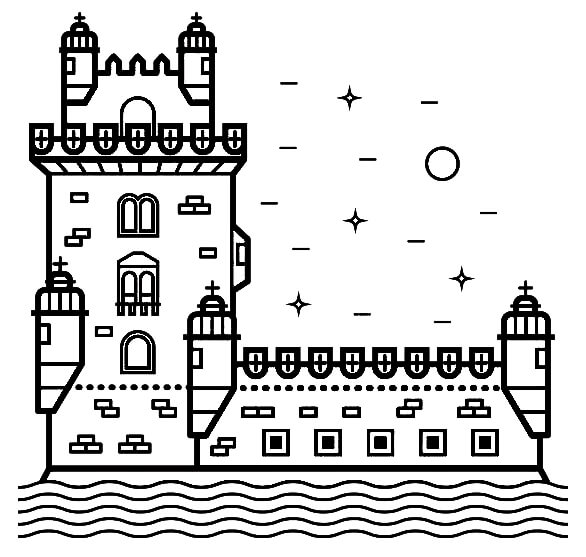 Desenhos de Torre de Belém para colorir