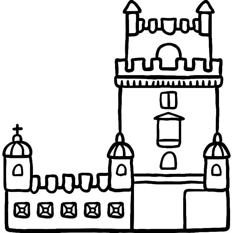 Desenho deTorre de Belém 2 para colorir