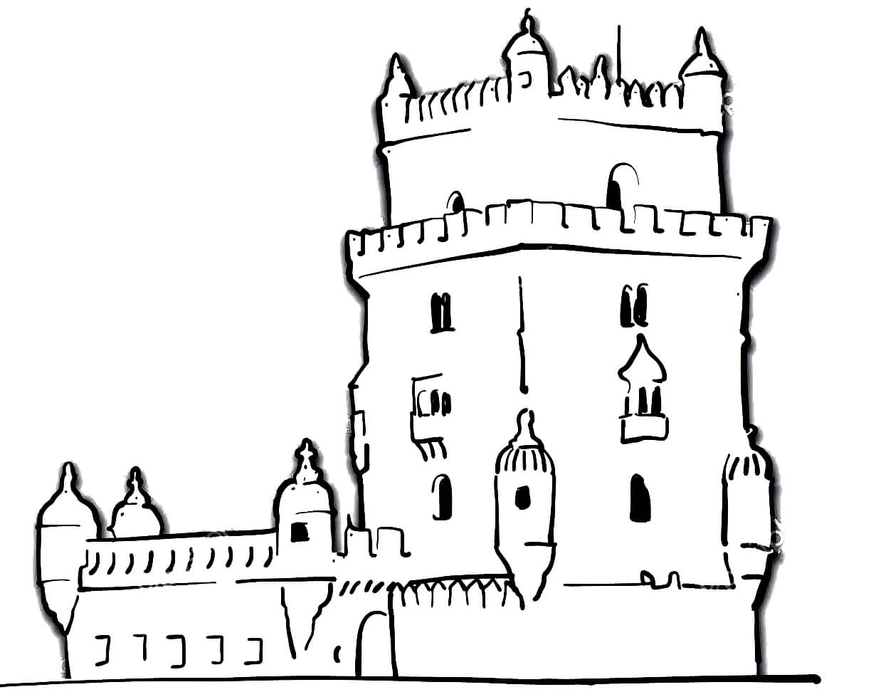 Desenho deTorre de Belém 3 para colorir