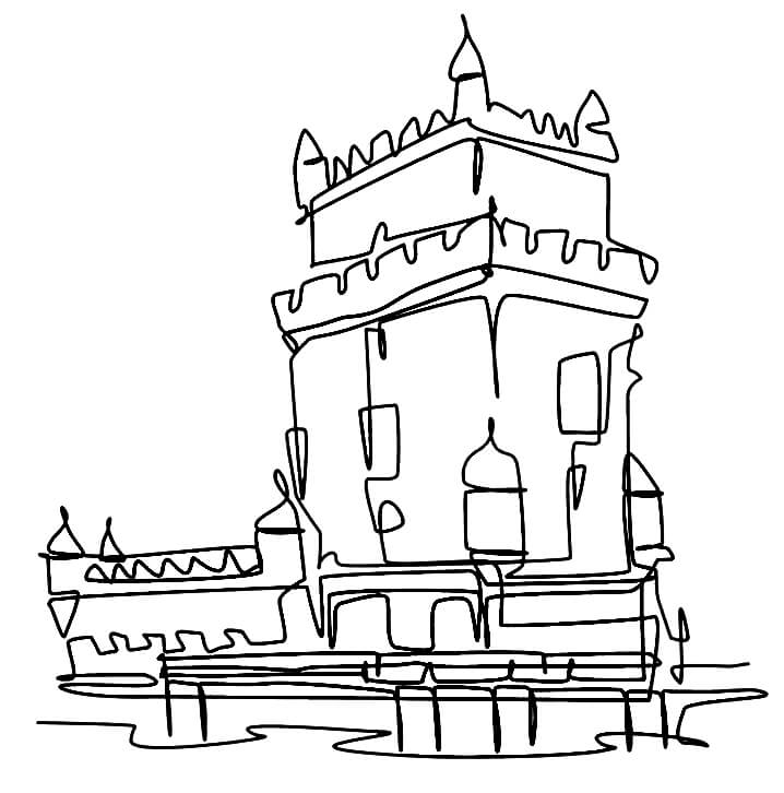 Desenho deTorre de Belém 4 para colorir