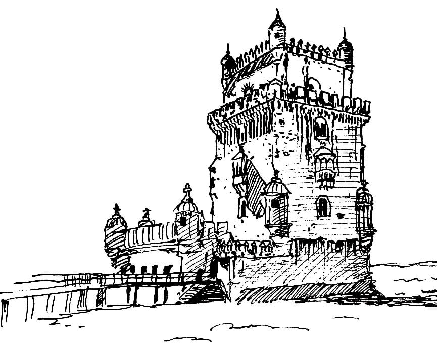 Desenho deTorre de Belém 5 para colorir