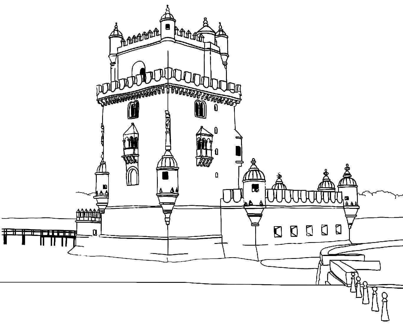 Desenho deTorre de Belém 6 para colorir