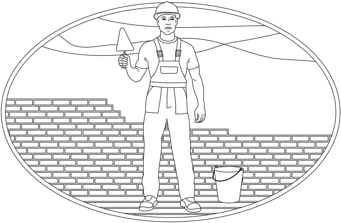 Desenho de Trabalhador da Construção para colorir