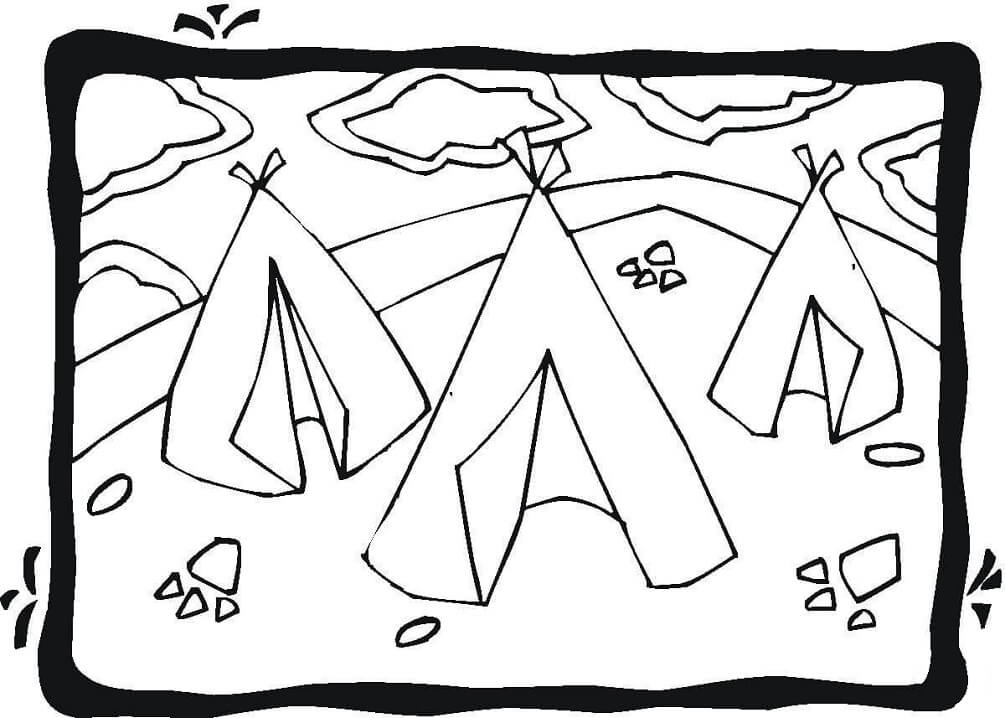 Desenho deTrês Wigwams para colorir