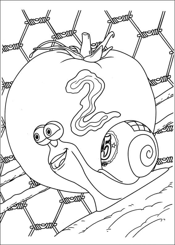 Desenho deTurbo e Tomate para colorir