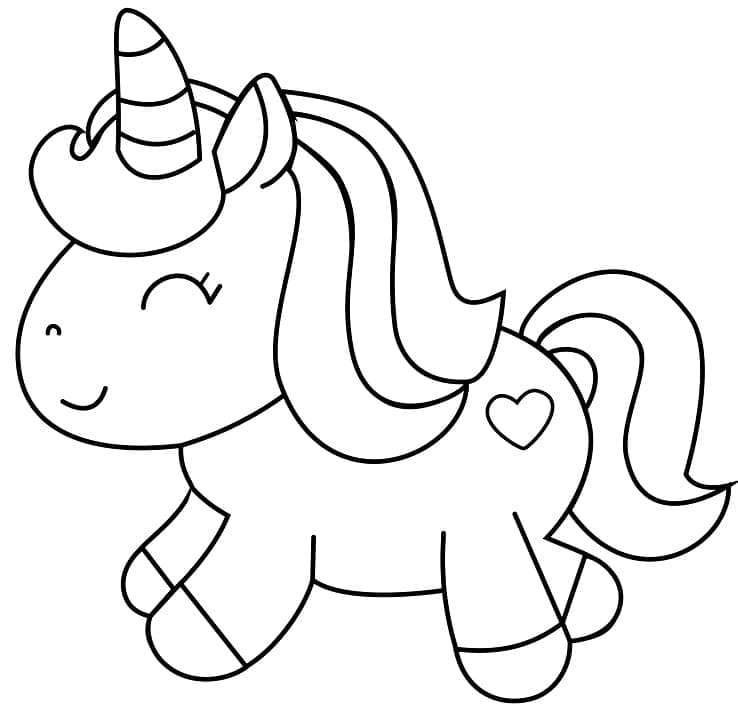 Desenho de Unicórnio Kawaii para colorir