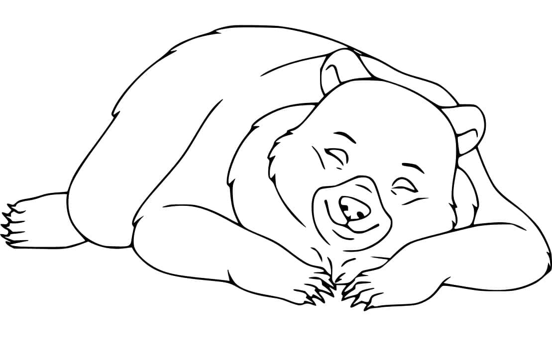 Desenho de Urso Negro Dormindo para colorir