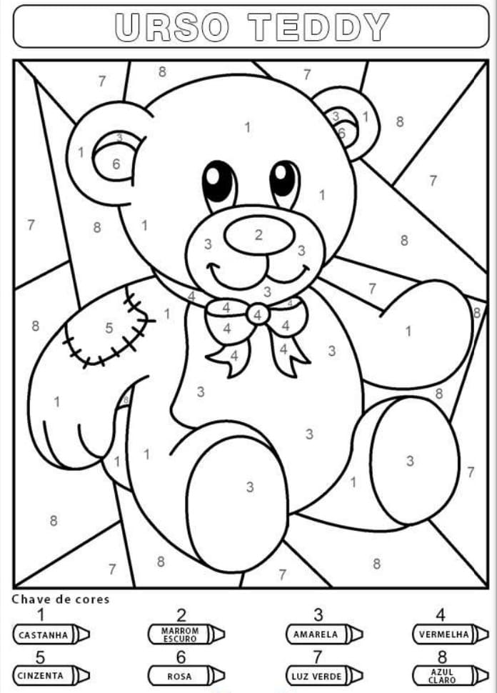 Desenho deUrso Teddy Colorir por Números para colorir