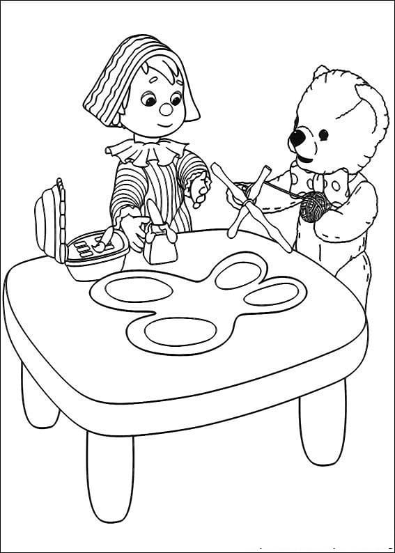 Desenho deUrso Teddy e Andy Pandy para colorir