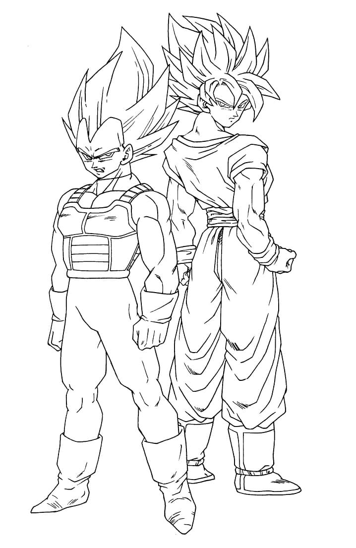 Desenho deVegeta e Son Goku para colorir