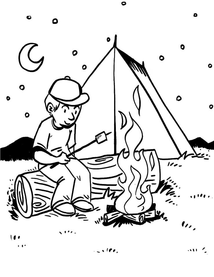 Desenho de Viagem de Acampamento 2 para colorir