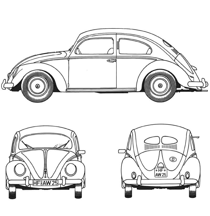 Desenho deVolkswagen Beetle 1952 para colorir