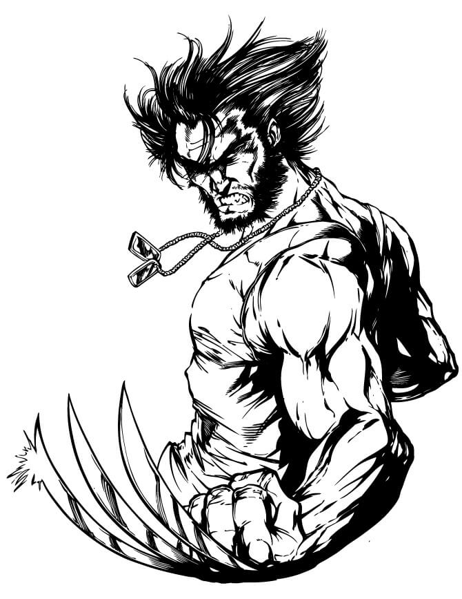 Desenho deWolverine de Ação 3 para colorir