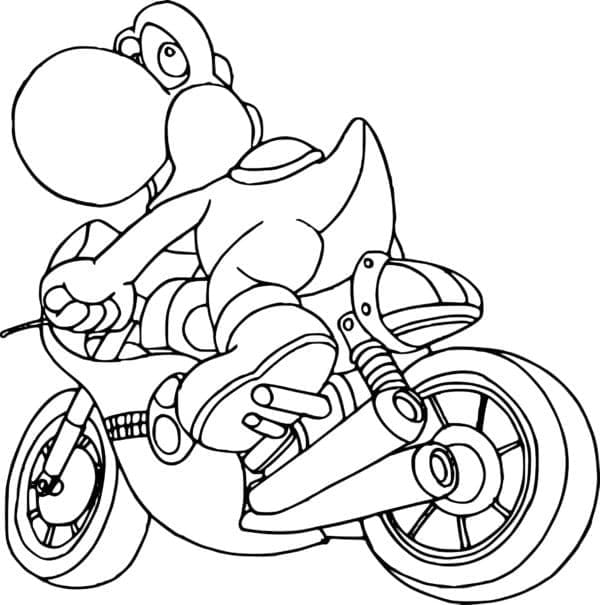 Desenho deYoshi na Moto para colorir