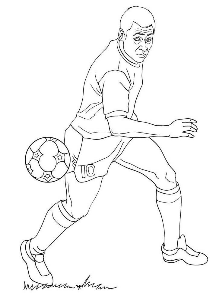 Desenho dePelé Jogadores de Futebol 5 para colorir