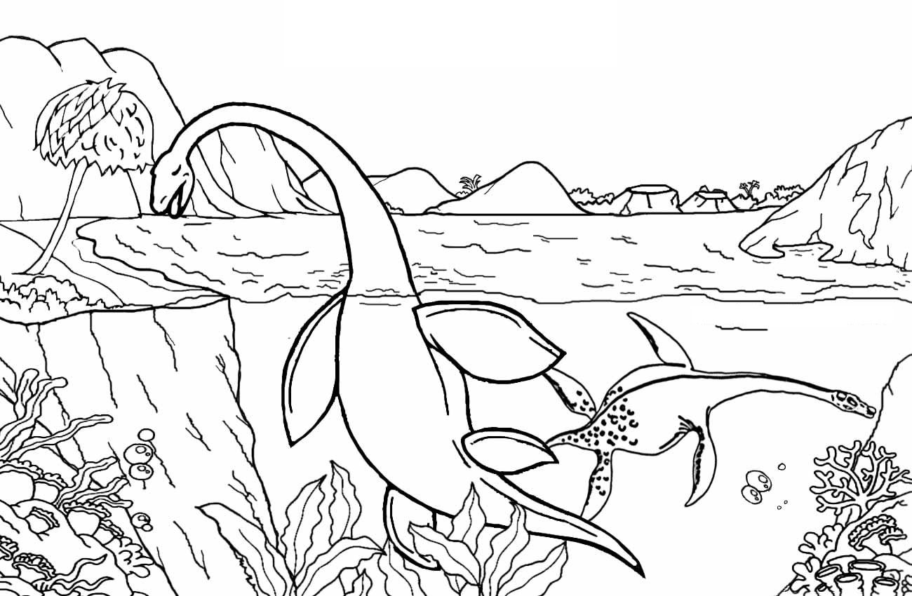 Desenho deKronosaurus no Lago para colorir