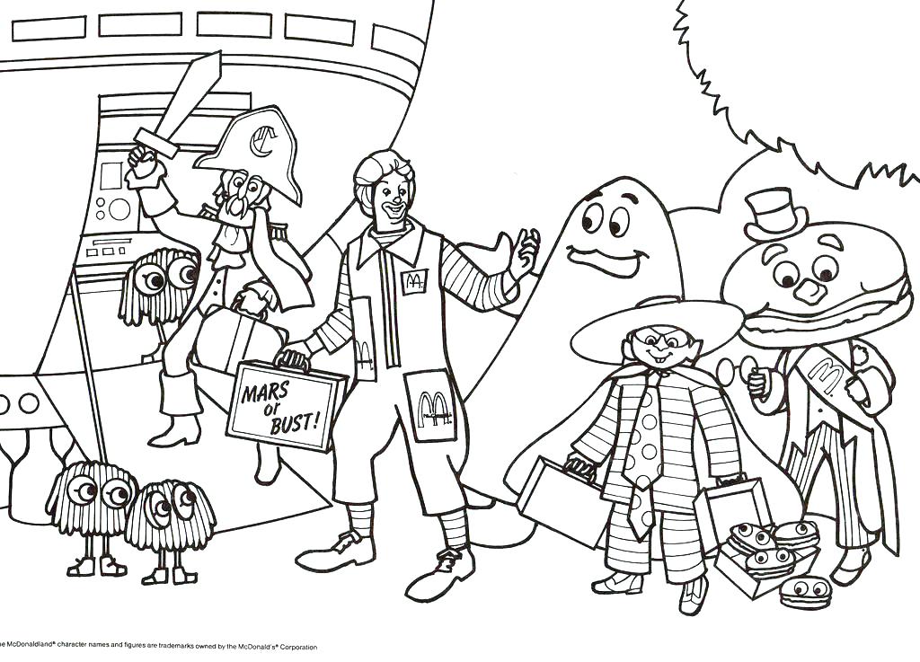 Desenho deRonald McDonald com Seus Amigos para colorir