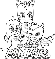 Desenho de Equipe PJMASKS para colorir