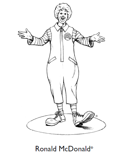 Desenhos de Ronald Mcdonald para colorir