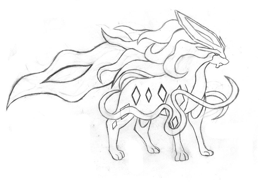 Desenho deSuicune Lineart para colorir